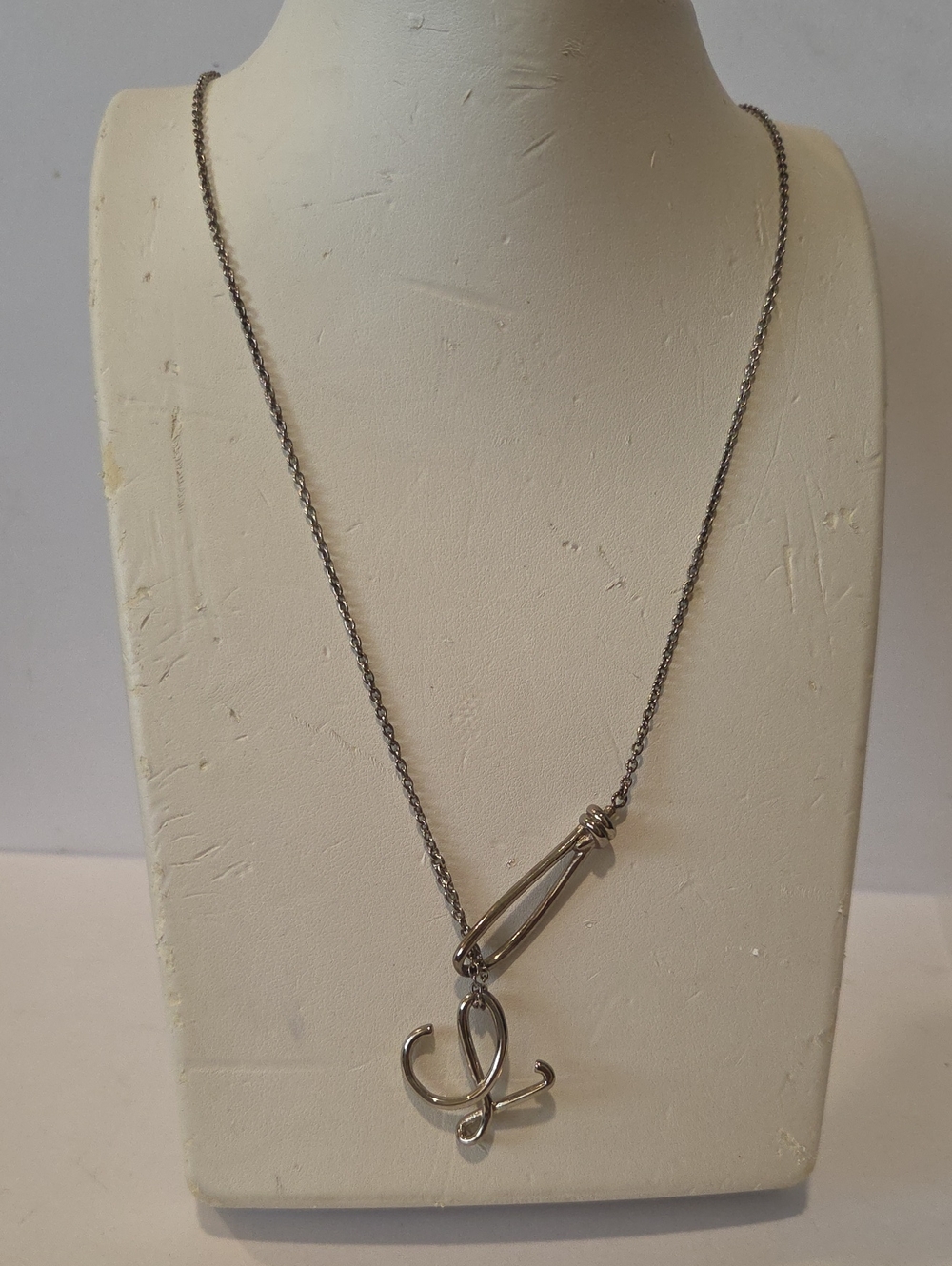 Loewe "L" Silver-Tone Pendant Necklace 20"